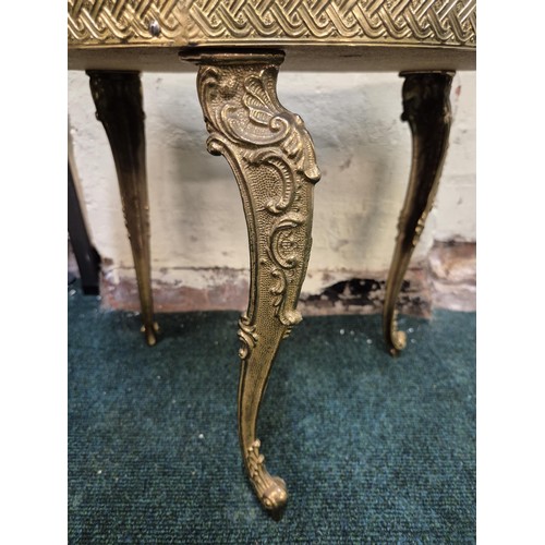 233 - ONYX AND GILT BRASS KIDNEY SHAPED SIDE TABLE 35CM HIGH