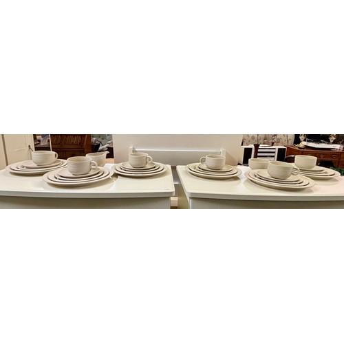 436 - X32 PIECE HORNSEA CONCEPT DINNER SERVICE IN WHITE INCL, PLATES, CUPS, SAUCERS, MILK, SUGAR ETC.....