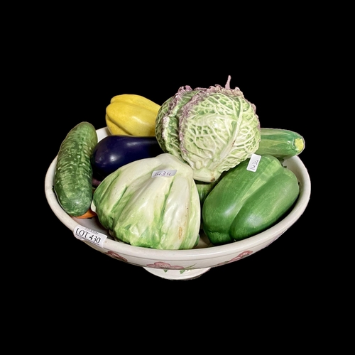 430 - A LARGE PORTMEIRION VEGETABLE BOWL TOGETHER WITH 10 ATN ITALIAN CERAMIC VEGETABLE COLLECTION