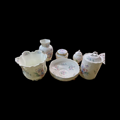 435 - X6 PIECES OF AINSLEY WARE LITTLE SWEETHEART PORCELAIN INCL, PLANTERS, VASE, COVERED DISHES ETC.....