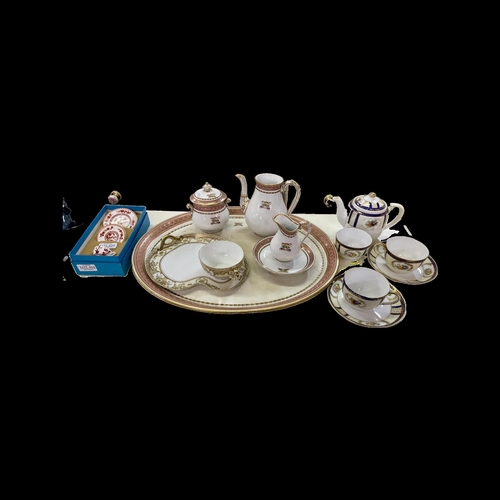 454 - 5 X PIECES OF GL ASHWARE BROS TALLY HO PORCELAIN, A GILT AND WHITE NORITAKE CUP AND PLATTER SET, 6 X... 