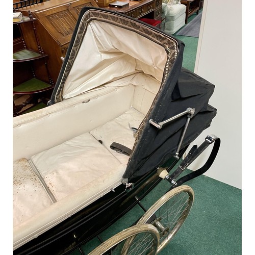 398 - A VINTAGE COACH BUILT MARMET BABY'S PRAM WITH HOOD AND PRAM CANOPY IN ORIGINAL BOX