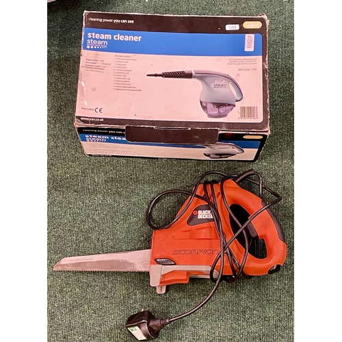 228 - A BLACK & DECKER 400W KS890E ELECTRIC SAW & A HAND HELD STEAM CLEANER