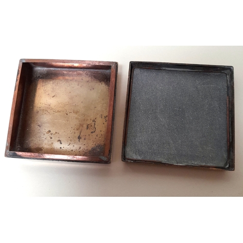 387 - A VINTAGE CHINESE PAKTONG INK BOX, 9.8CM SQUARE