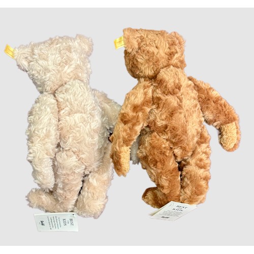 409 - TWO (2) STEIFF TEDDIES - BOTH WITH BEST FOR KIDS BOOKLETS, BRASS BUTTON & YELLOW LABEL TO RIGHT EAR ... 