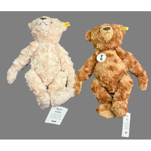 409 - TWO (2) STEIFF TEDDIES - BOTH WITH BEST FOR KIDS BOOKLETS, BRASS BUTTON & YELLOW LABEL TO RIGHT EAR ... 