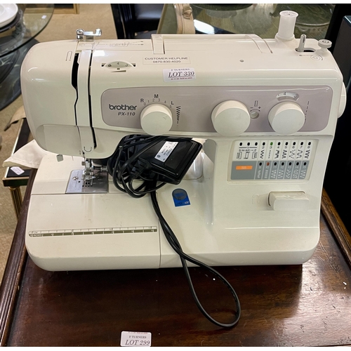 330 - A BROTHER PX110 ELECTRIC SEWING MACHINE WITH PEDAL AND COVER