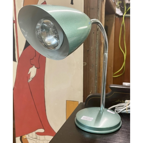 359 - A RETRO GREEN METAL AND CHROME DESK LAMP