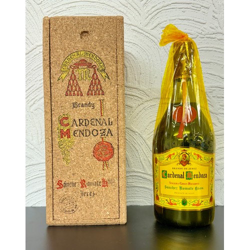 442 - A BOTTLE OF CARDENAL MENDOZA BRANDY SEALED IN CELLOPHANE WITH ORIGINAL CORK BOX TOGETHER WITH A BOTT... 