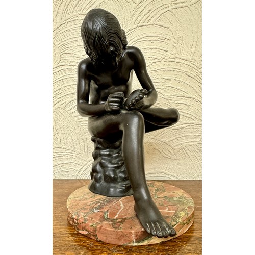 438 - A PATINATED BRONZE FIGURE IL SPINARIO AFTER THE ANTIQUE EARLY 20THC. DEPICTING A YOUTH PLUCKING A TH... 