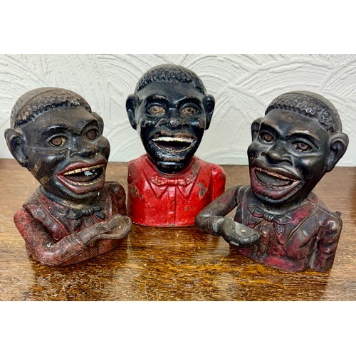 437 - 3 X AUTOMATON CAST METAL MONEY BOXES - THE JOLLY BLACK MAN