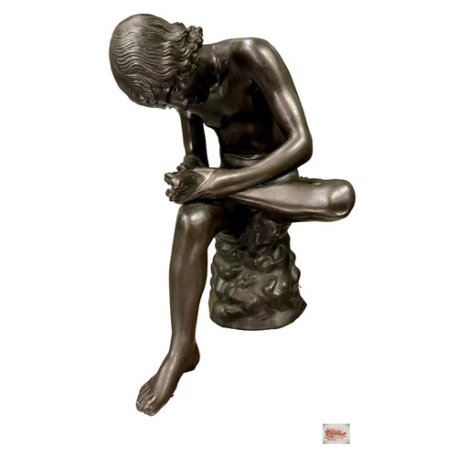 438 - A PATINATED BRONZE FIGURE IL SPINARIO AFTER THE ANTIQUE EARLY 20THC. DEPICTING A YOUTH PLUCKING A TH... 