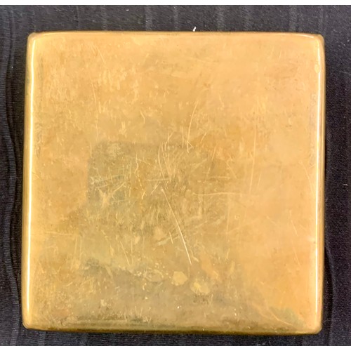 387 - A VINTAGE CHINESE PAKTONG INK BOX, 9.8CM SQUARE