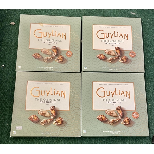 21 - 4 X 1000G GUYLIAN SEASHELLS MILK CHOCOLATES - EACH PACK CONTAINS 88 CHOCOLATES