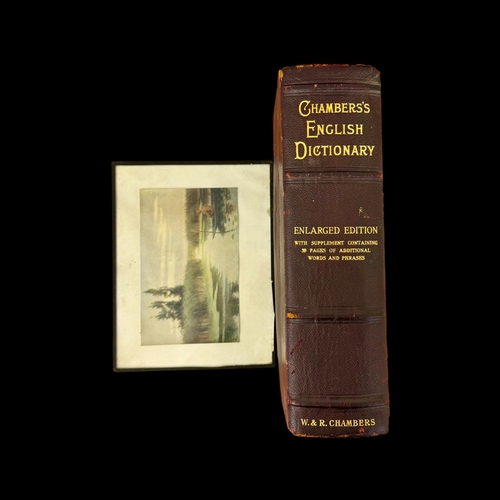 306 - A CHAMBERS NEW ENGLISH DICTIONARY 1914 EDITION - 8VO MOROCCO BOUND WITH MARBLED END PAPPERS - BY REV... 