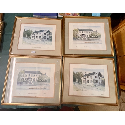 324 - 4 X SIGNED LTD EDITION PRINTS OF THE LAKE DISTRICT, THE GRAMMAR SCHOOL HAWKSHEAD 57 OF 250 AND 42 OF... 