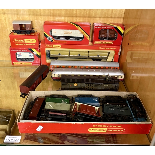 264 - APPROX X18 HORNBY SCALE MODELS 00 GAUGE ROLLING STOCK INCL, SIX WHEEL VAN, TWIN SILO WAGON, TRIANG, ... 