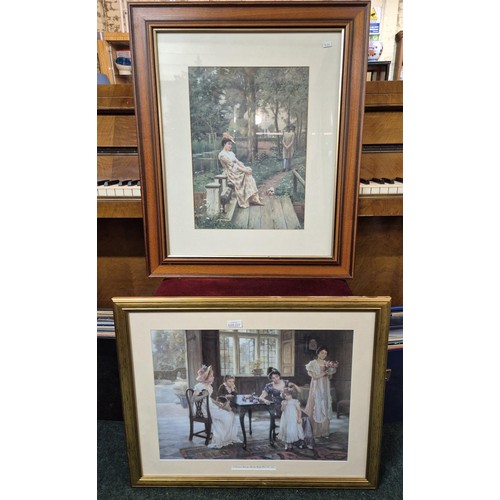 313 - X2 LARGE FRAMED VICTORIAN STYLE PRINTS 'TIME FOR ROSES' BY CHARLES WOOD AND ONE OTHER