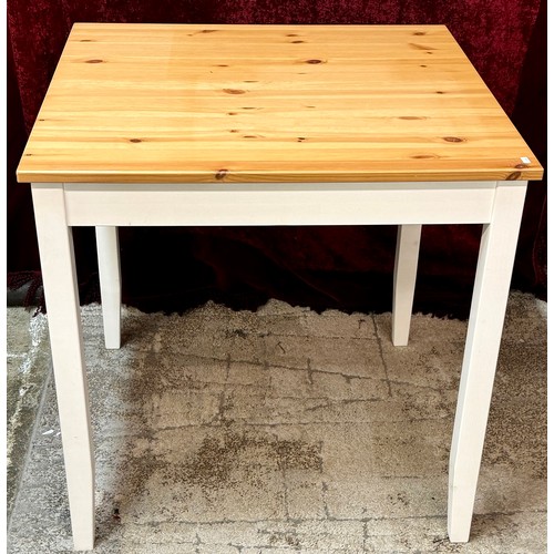 379 - SQUARE WHITE AND PINE BREAKFAST TABLE