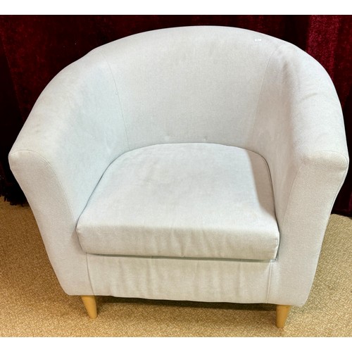 291 - A SILVER/GREY IKEA STYLE TUB CHAIR ON FOUR RAISED BEECH LEGS - SOLD WITH THE OPTION FROM LOT 290