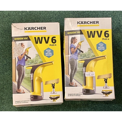 121 - BOXED SET OF 2 KARCHER WINDOW WV6 VACS - ONE CHARGER ONLY