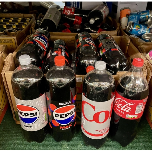 196 - 2 BOXES OF LARGE BOTTLE DRINKS INCL COCA COLA, DIET COKE, PEPSI MAX AND PEPSI MAX CHERRY