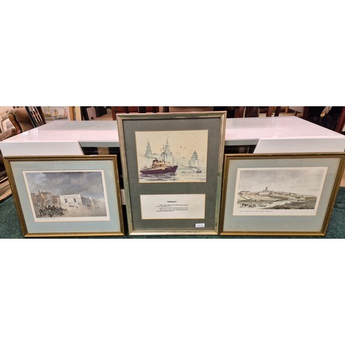 268 - THREE (3) LIVERPOOL INTEREST PICTURES - 2X VINTAGE HERDMAN PRINTS - MARKED PLATE 31 & 37 - EVERTON F... 