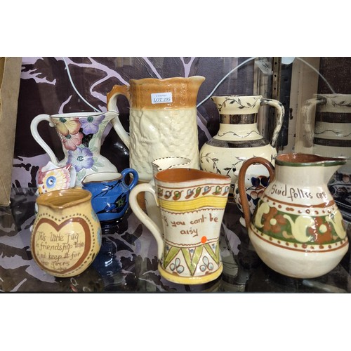 295 - A COLLECTION OF VINTAGE STONEWARE JUGS - INCL. MOTTO JUGS 'THIS LITTLE JUG IN FRIENDSHIP…', IF YOU C... 