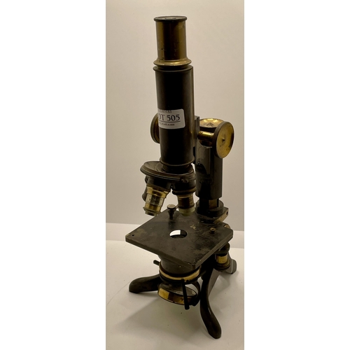 505 - A BAKER MICROSCOPE- BRASS/METAL FINISH