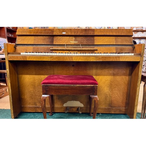 389 - AN IRONFRAME OVERSTRUNG EAVESTAFF PIANETTE MINI PIANO 'THE MINI ROYAL' MODEL - APPROX 145CM.W