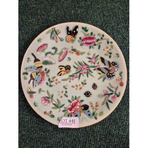 441 - 2 X 19TH C. CHINESE CANTON PLATES, THE LARGEST 20.3CM DIAMETER