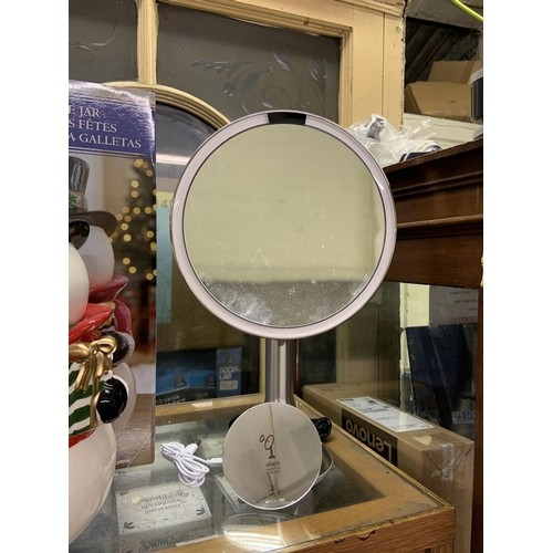 4 - SIMPLE HUMAN MAGINFYING MAKE UP MIRROR WITH ATTACHED SMALL MIRROR (NOT LIGHTING)