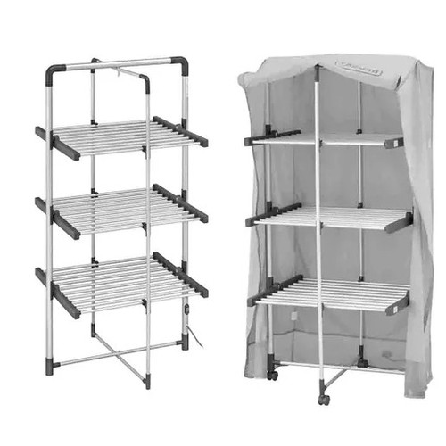 48 - BOXED BLACK AND DECKER HEATED THREE TIER CLOTHES AIRER WITH COVER