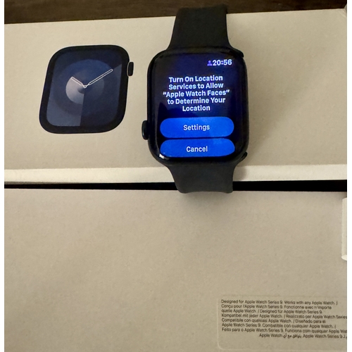 76 - APPLE WATCH S9 45 GPS AL M/L MR9A3QA/A MIDNIGHT ALUMINIUM - BOX, CHARGER, PAPERS - NOT LINKED TO AN ... 