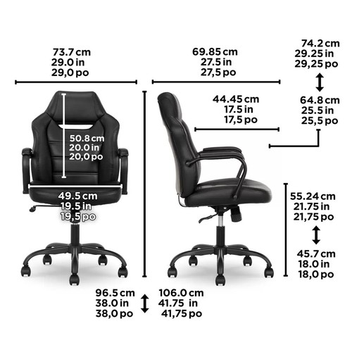 107 - TRUE INNOVATIONS BACK TO SCHOOL OFFICE CHAIR 52276 IN BLACK -