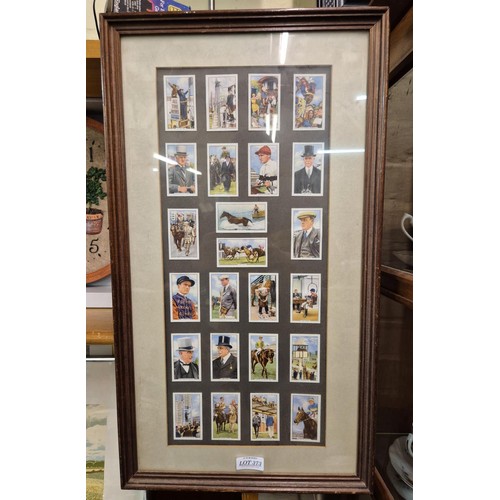 227 - A FRAMED AND GLAZED COLLECTION OF HORSE RACING CIGARETTE CARDS