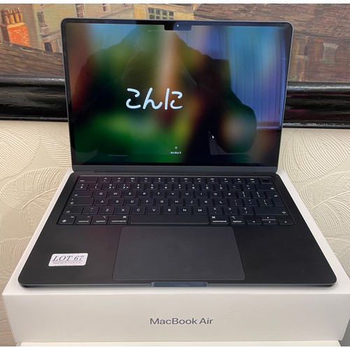 67 - APPLE MACBOOK AIR MN MRXV3B/A LAPTOP - BOX, CHARGER & LEAD Apple M3 Chip, 8GB RAM, 256GB SSD, 13.6 I... 