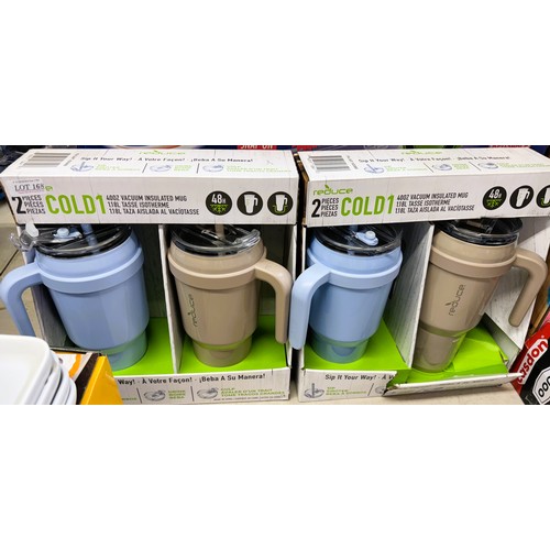 168 - 2X BOXED SETS OF REDUCE 40 OZ VACUUM INSULATED MUGS -1 COMPLETE, 1 MISSING STRAWS