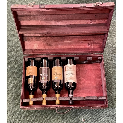 1 - 4x BOTTLES OF RIOJA INCL RIVERO RESERVA, GRAN RESERVA ETC IN A WOODEN STORAGE BOX