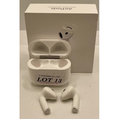 13 - BOXED PAIR OF APPLE AIR PODS 4 IN WIRELESS CHARGING CASE