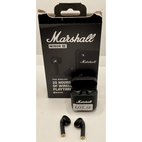 16 - BOXED PAIR OF MARSHALL MINOR III TRUE WIRELESS BLUETOOTH EAR BUDS