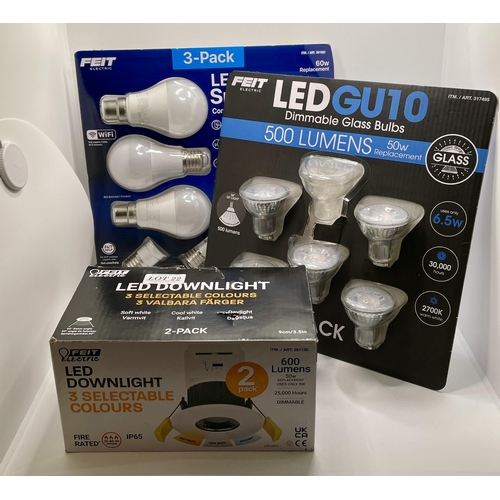 22 - MIXED LIGHTING LOT - INC. SET OF 3 SMART LED BULBS, BOXED SET OF 2 LED DOWNLIGHTS, SET OF 5 GU10 BUL... 