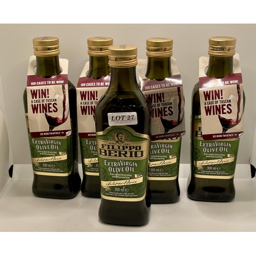 27 - 5 X FILIPPO BERIO EXTRA VIRGIN OLIVE OIL 500ML