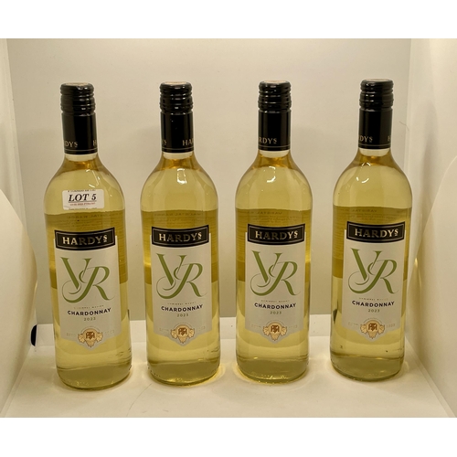 5 - 4 X BOTTLES OF HARDYS CHARDONNAY WHITE WINE