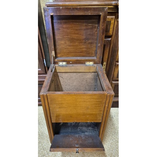 313 - A SMALL WALNUT COAL BOX WITH LIFT TOP AND FALL FRONT