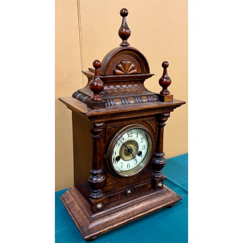 331 - A JUNGHANS BLACK FOREST 8-DAY MANTEL CLOCK WITH LIFT TOP FOR KEY SAFE -ELBORATE CASE APPROX 45CM H X... 