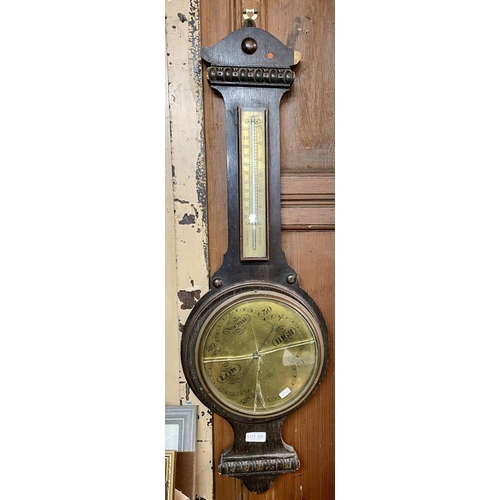 418 - AN ANTIQUE EUSTANCE & CO OF WARRINGTON BAROMETER AND MERCURY FILLED THERMOMETER