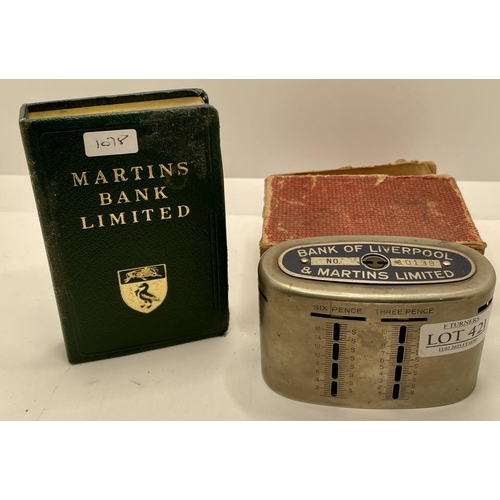 421 - 2 X MARTINS BANK LTD VINTAGE SAVINGS BOXES