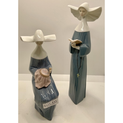 433 - 2 x LLADRO FRENCH NUN FIGURINES