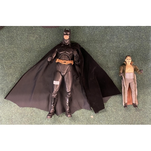 378 - A LARGE BATMAN OPPOSABLE FIGURINE/TOY WITH CAPE AND BELT TOGETHER WITH A DOCTOR OCTOUPS SPIDERMAN FI... 